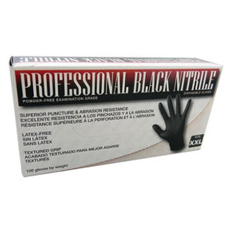 SAS SAFETY 66542 Professional Black Nitrile Gloves- Medium SA334791